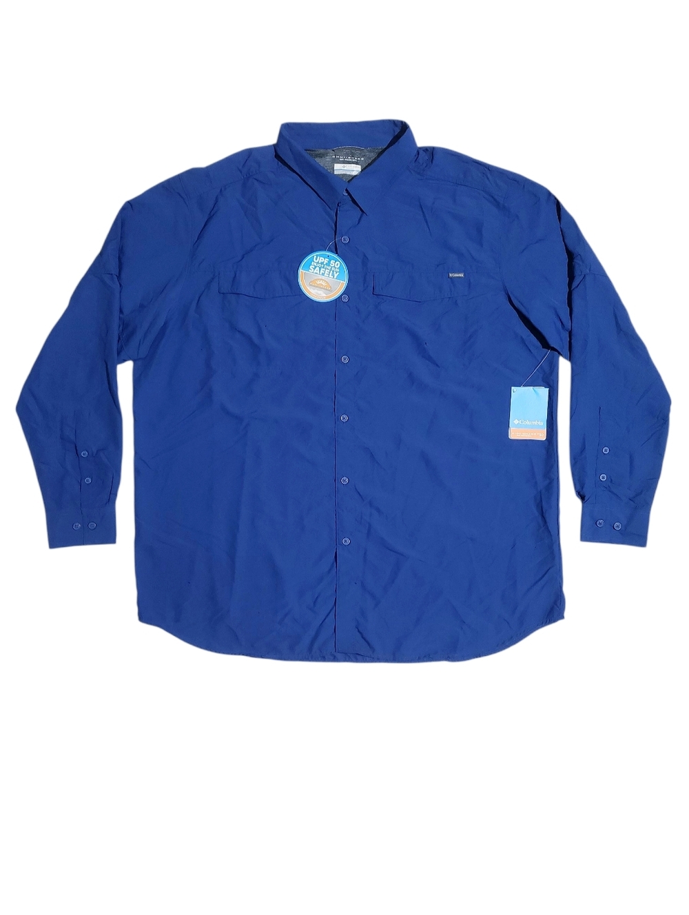 Columbia Mens Kestrel Trail Long Sleeve Button Front Shirt Size 3XT Blue NWT
